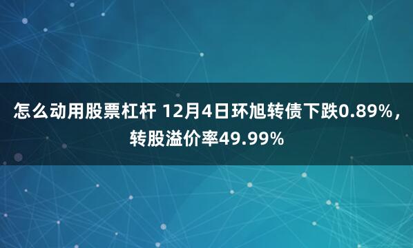 怎么动用股票杠杆 12月4日环旭转债下跌0.89%，转股溢价率49.99%