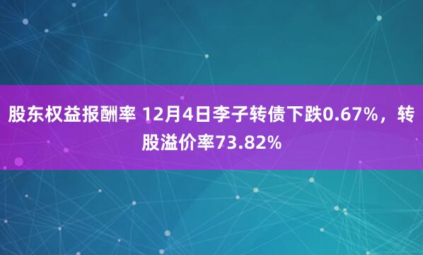 股东权益报酬率 12月4日李子转债下跌0.67%，转股溢价率73.82%