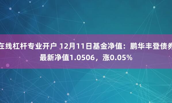 在线杠杆专业开户 12月11日基金净值：鹏华丰登债券最新净值1.0506，涨0.05%