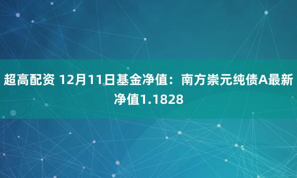 超高配资 12月11日基金净值：南方崇元纯债A最新净值1.1828