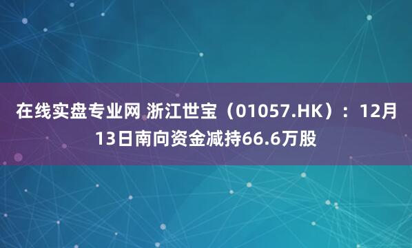 在线实盘专业网 浙江世宝（01057.HK）：12月13日南向资金减持66.6万股